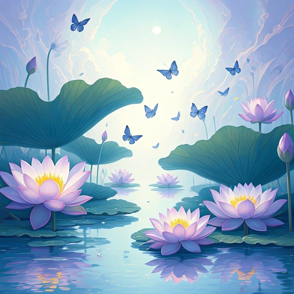 Whimsical Pastel Dreamscapes with Butterflies and Delicate L...