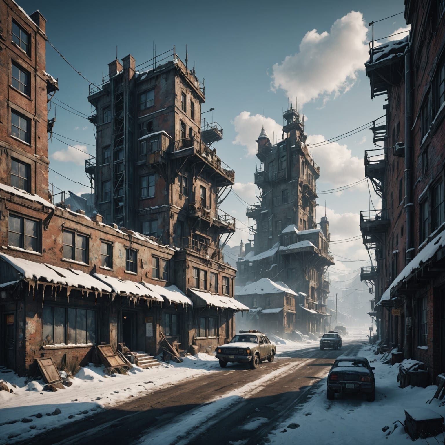 Epic Winter Apocalypse in Matte Painting Style