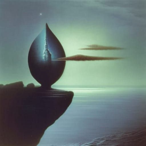 Surreal Sea Cliff in Beksiński Style