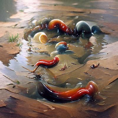 Worm Puddle as Oil Painting by James Gurney