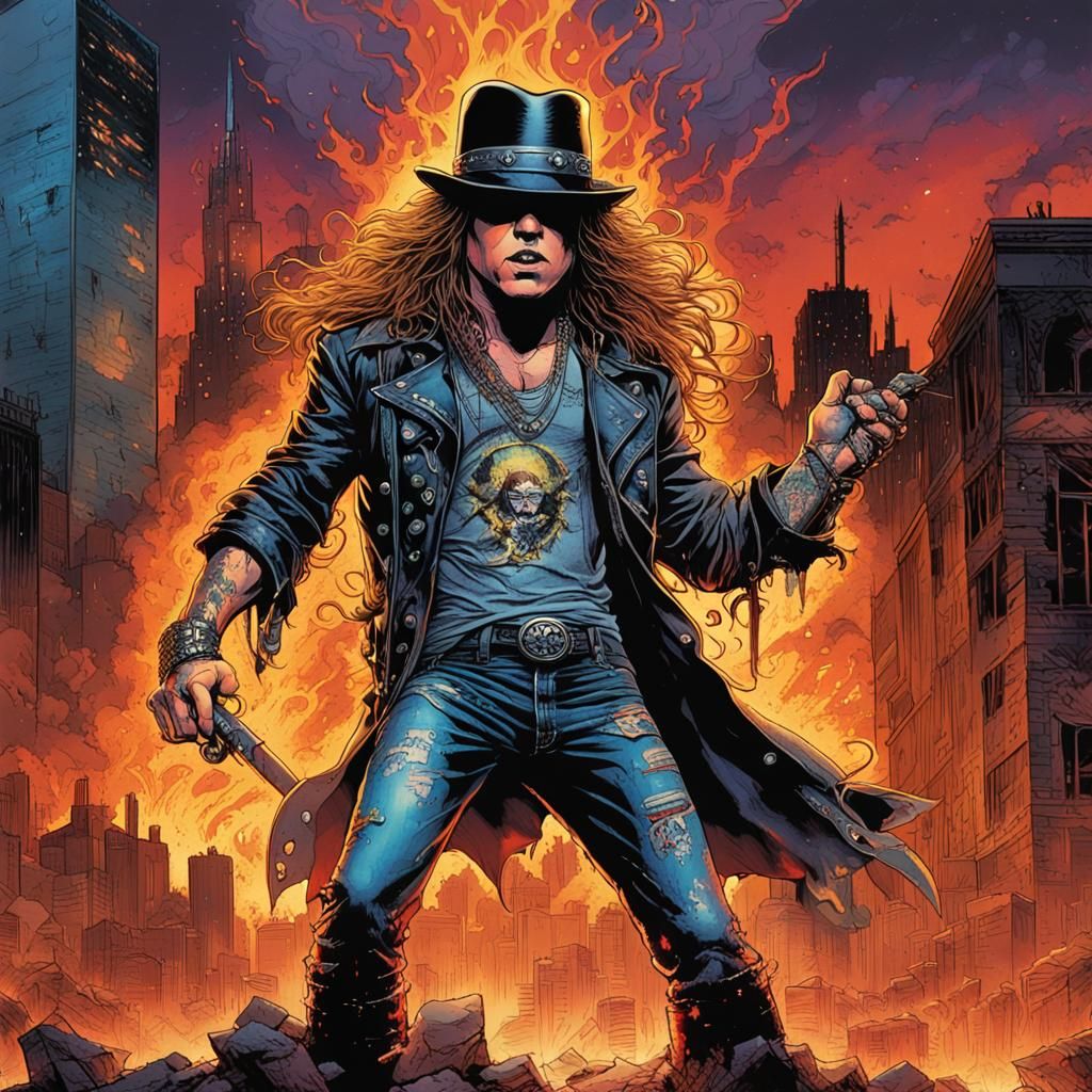 Guns N' Roses Album Art in Comic Book Style