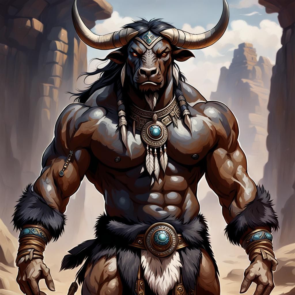 Minotaur Gladiator in Native American Garb