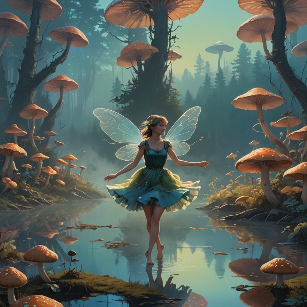 Ethereal Fairy Dance in Mystical Landscape