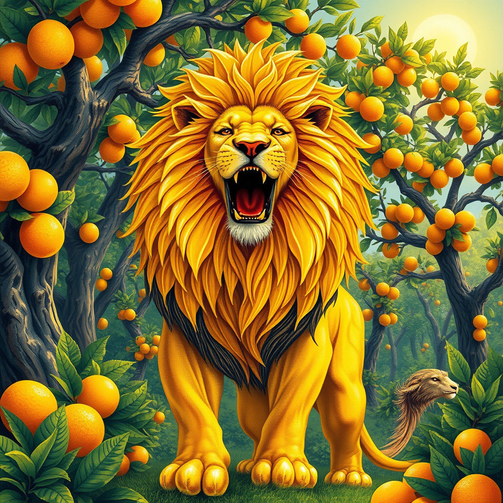 Citrus Lion in a Dreamlike Style