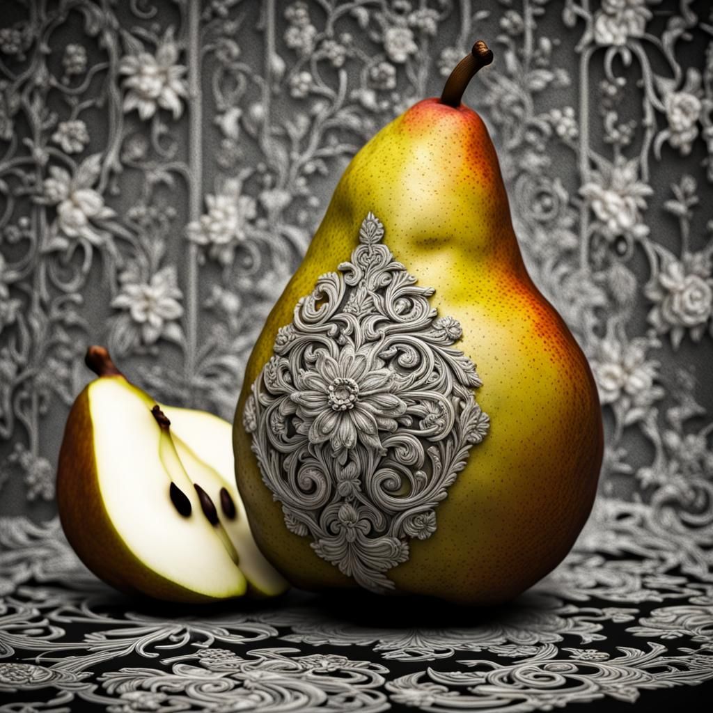 Hyperrealistic Pear with Intricate Details