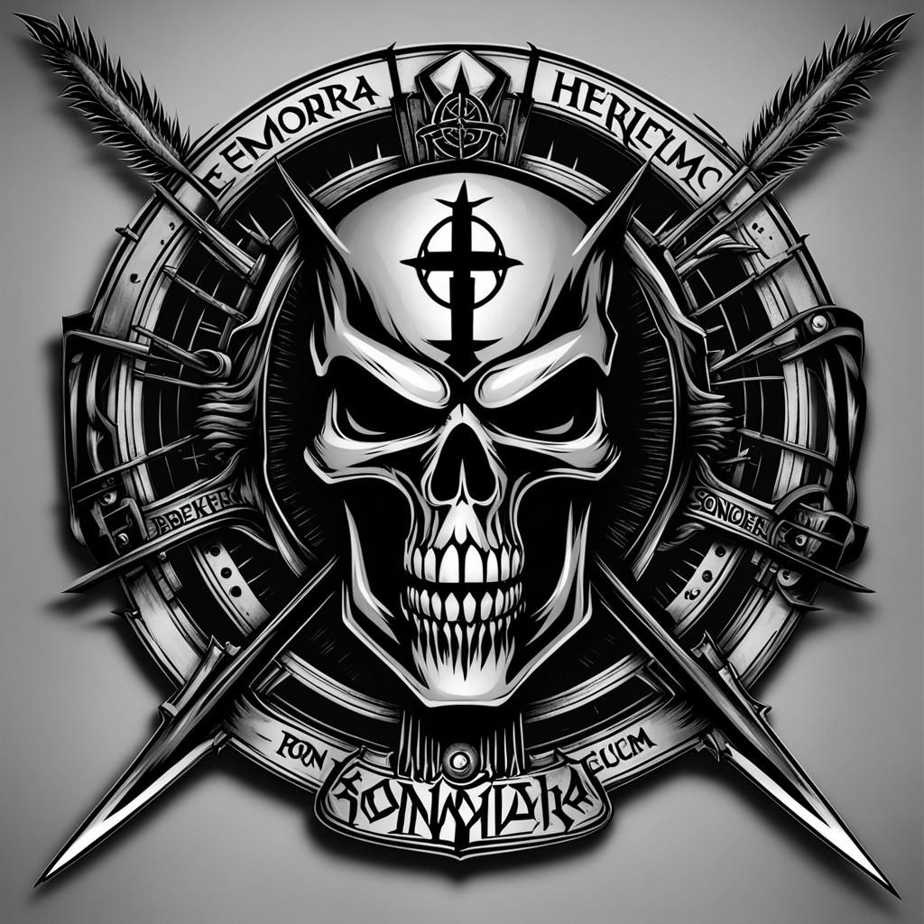 Experimental Metal Band Logo with Skulls and Blood