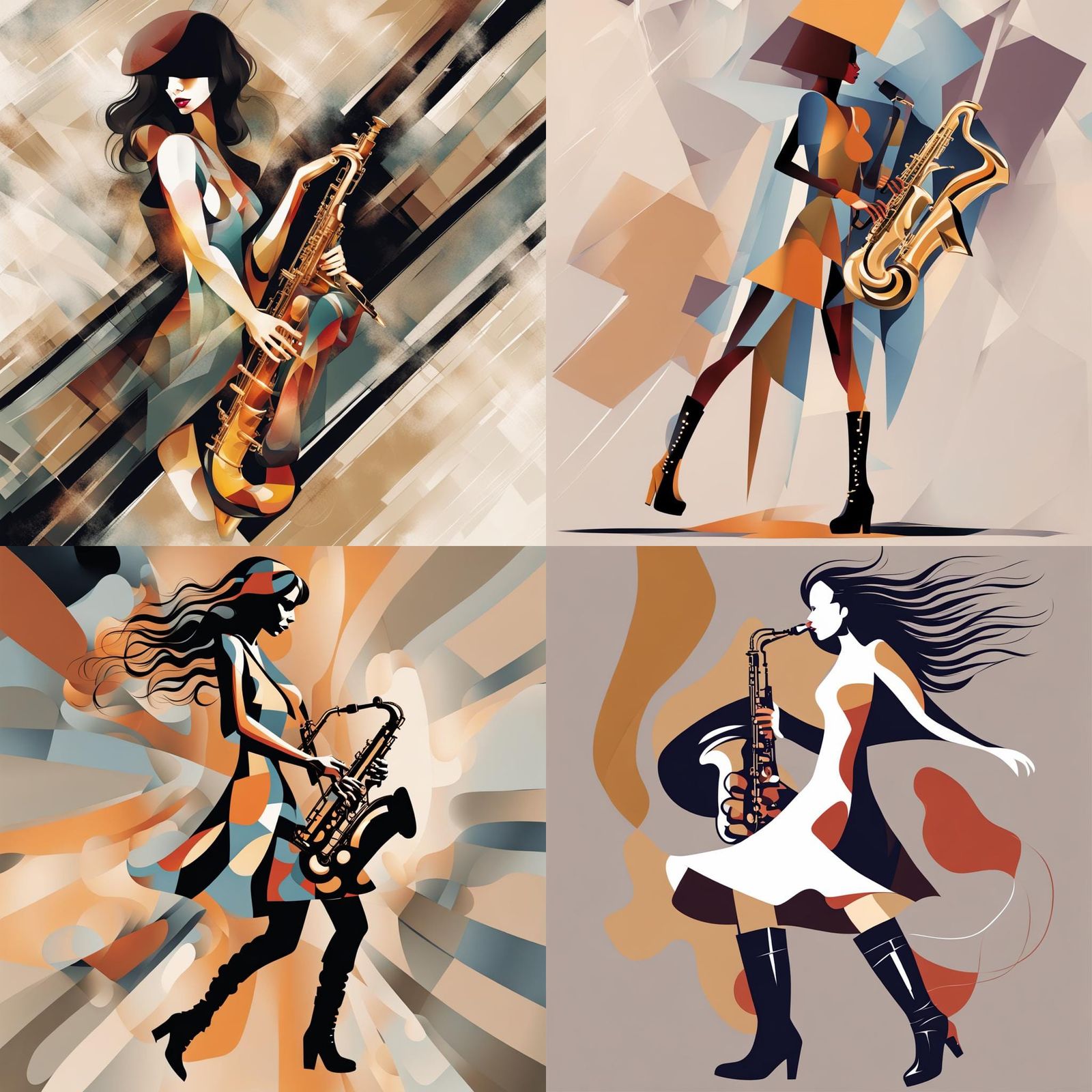 Abstract Jazz Fusion Saxophone Player