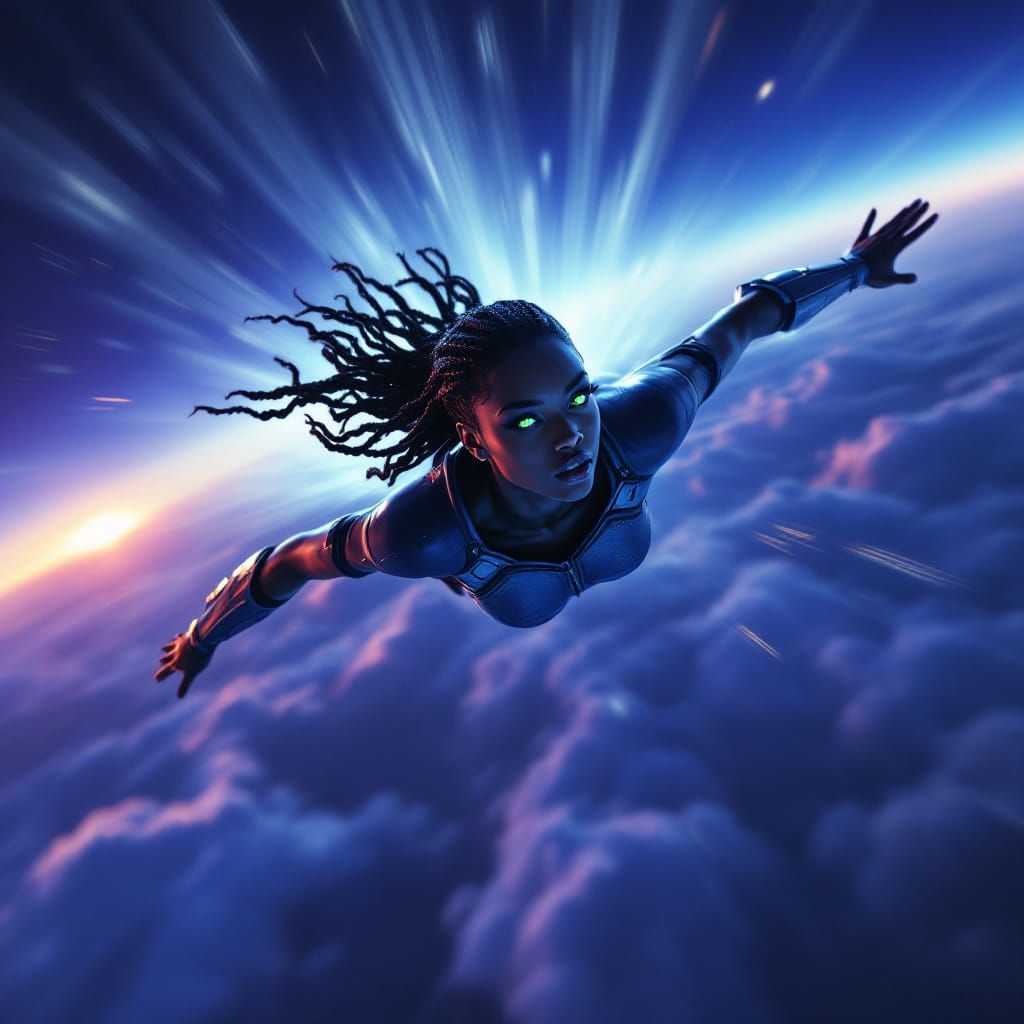 Supersonic Flight of a Woman in Armor