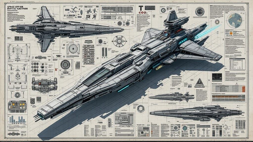 Futuristic Space Battle Station Design in Industrial and Bio...