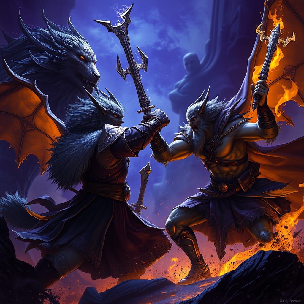 Dark Fantasy Warriors Clash in Haunting Hyper-Realistic Art