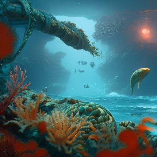 Underwater Mermaid Kingdom with Coral Castle, 8K