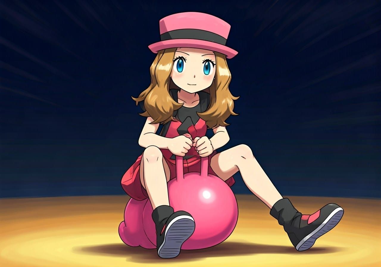 Serena on a Hopper Ball in a Pokémon World