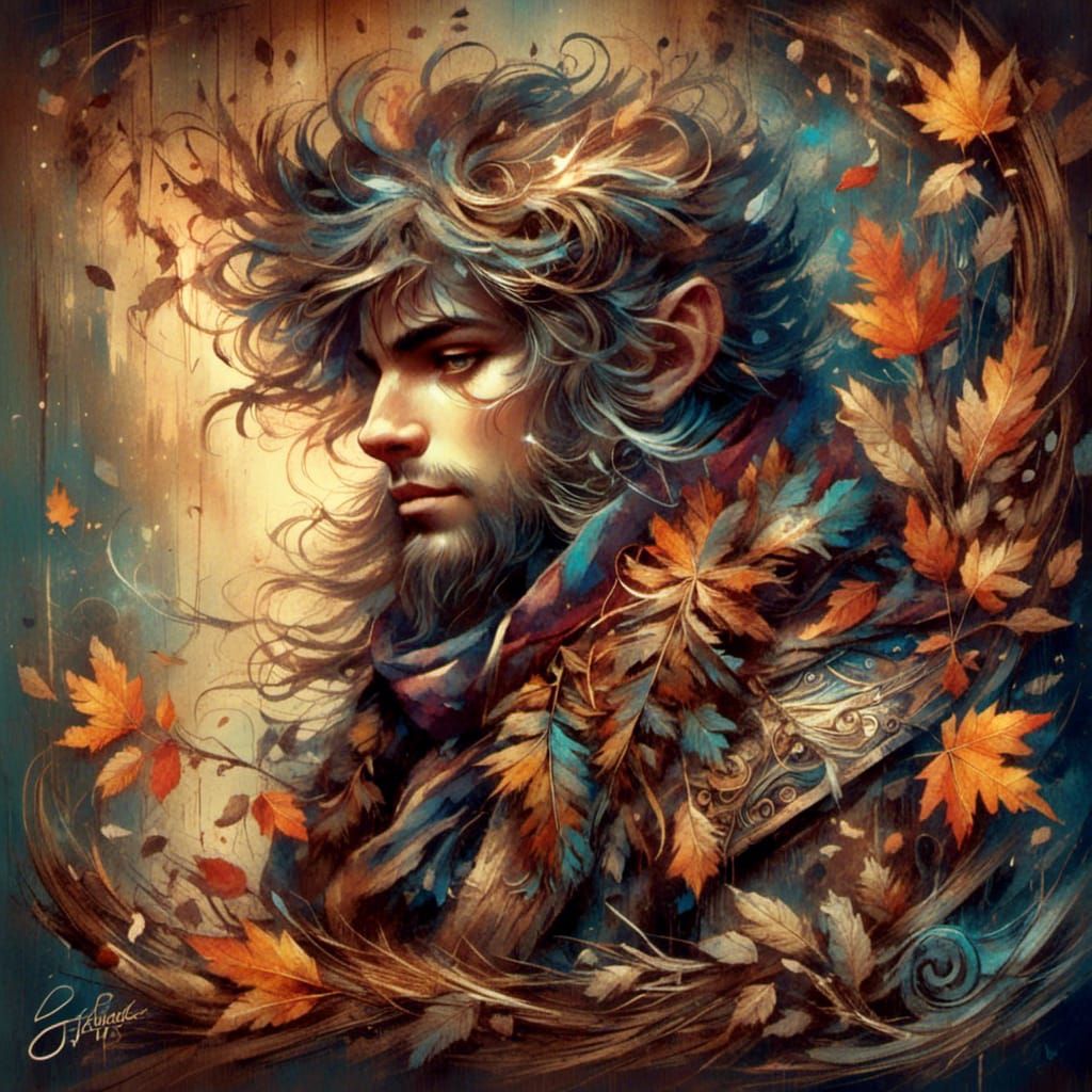 Autumn Wood Scarf in Oil Painting Style