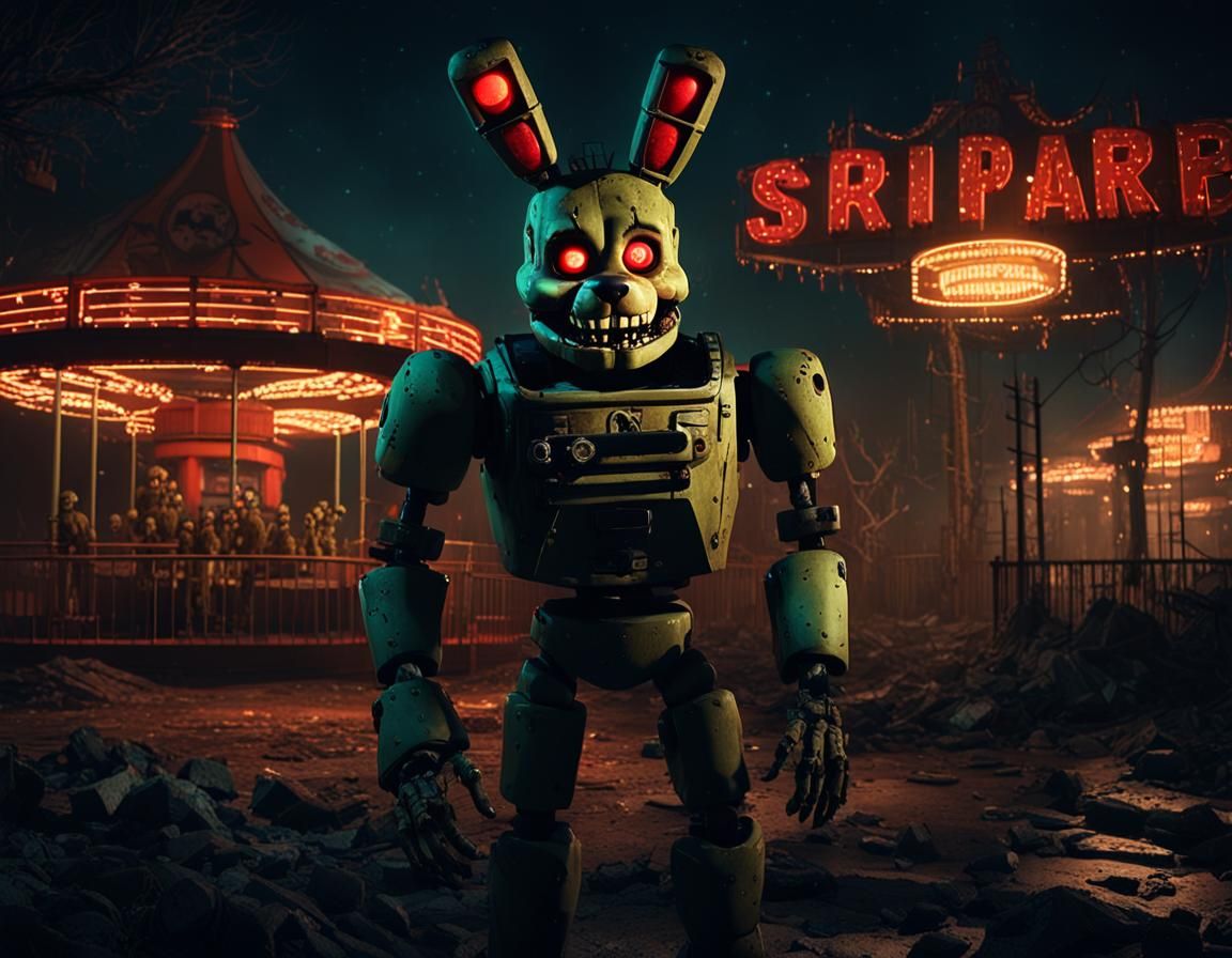 Haunted Springtrap Animatronic in Abandoned Park