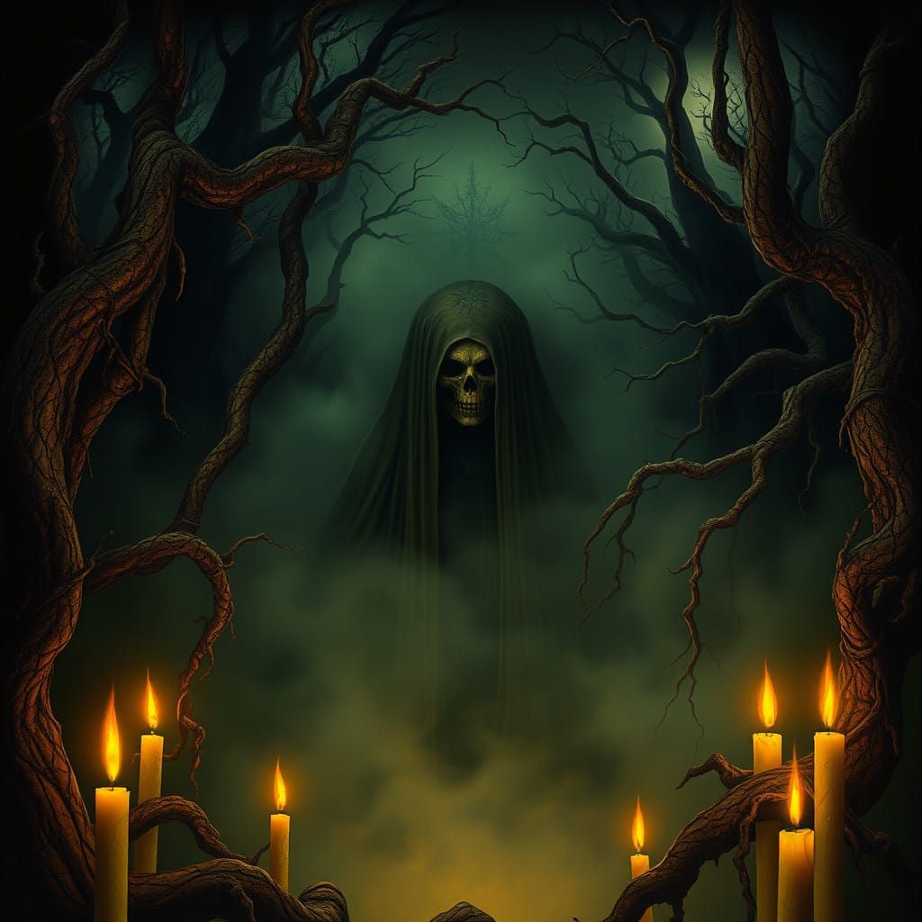 Surreal Figure in a Dark, Twisted Forest