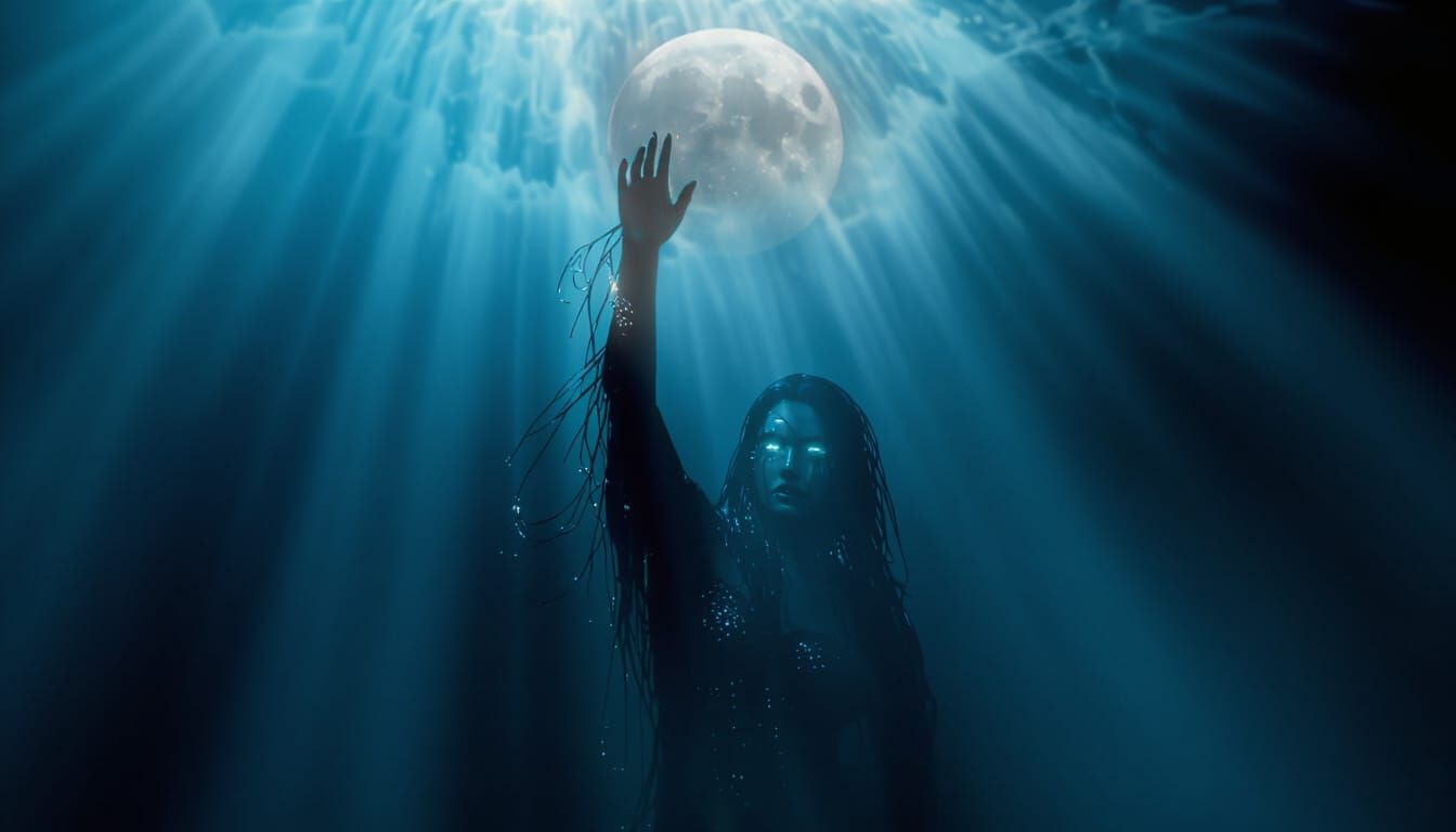 Siren Emerges from Dark Waters in Fantasy Horror Style