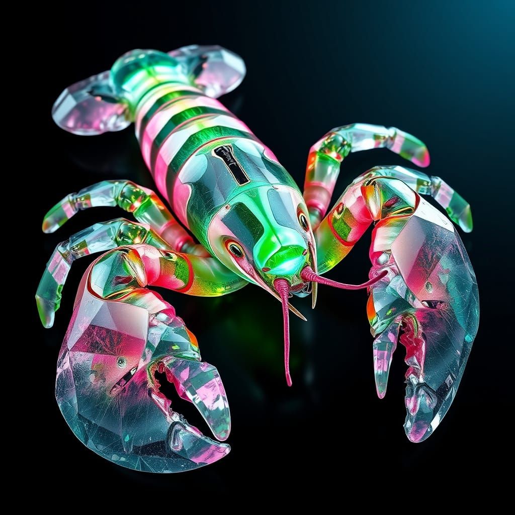 Watermelon Tourmaline Lobster Glowing with Inner Light