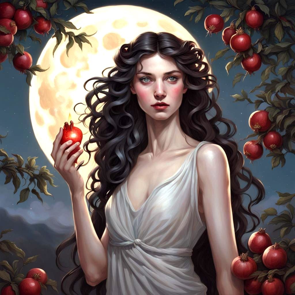 Persephone, Goddess of the Underworld with Pomegranate