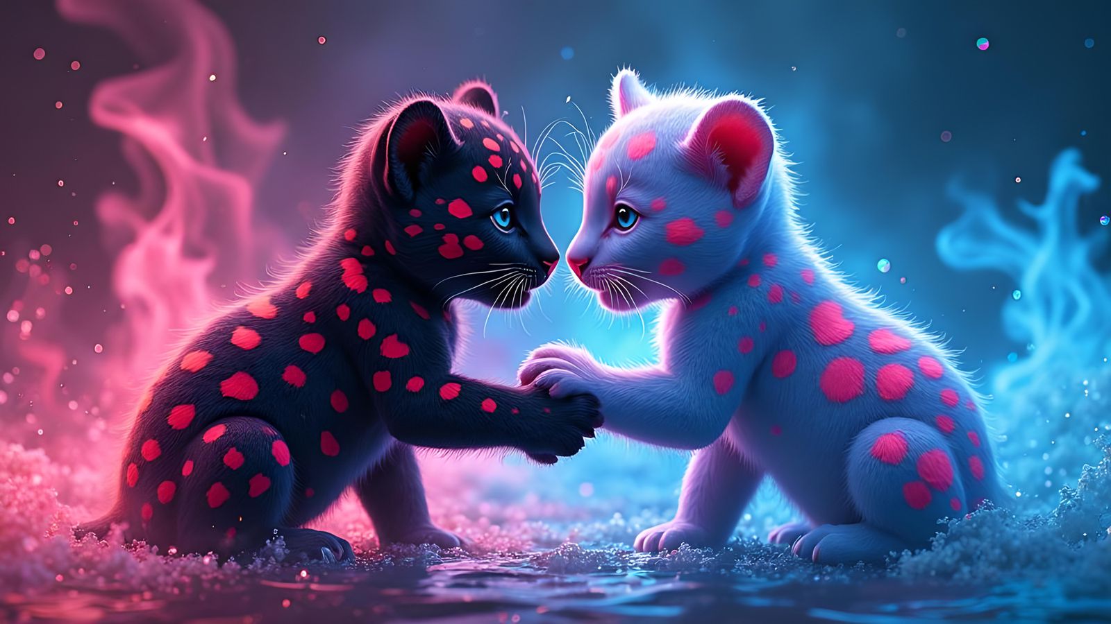 Divine Counterpart Big Cat Cubs in Elemental Aura