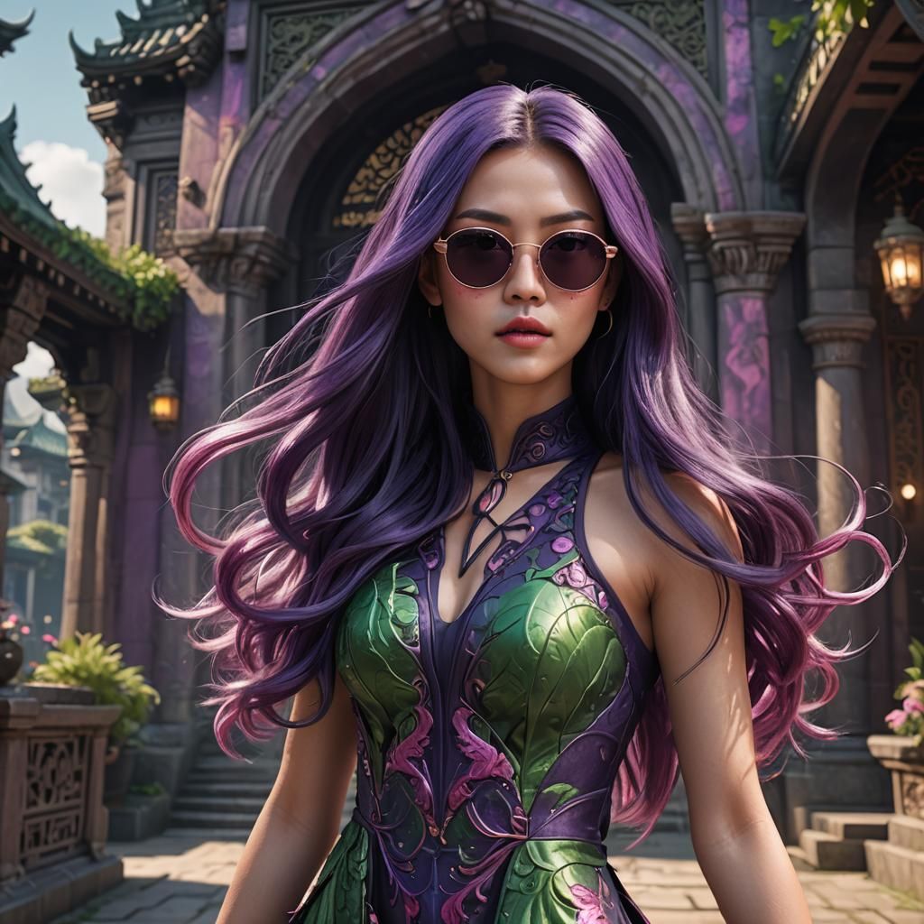 Young Woman with Purple Hair: Fantasy Art