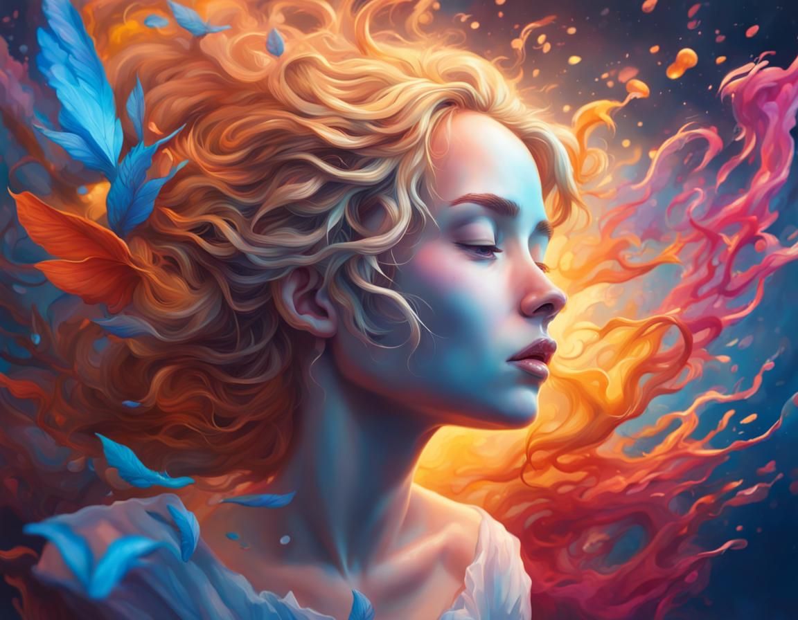 Hyperrealistic Face with Colorful Background