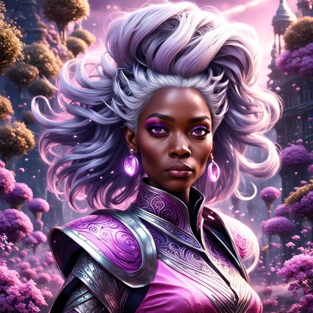 African American Woman in Pink Dress, Fantasy Art