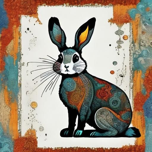 Abstract Zentangle Bunny Rabbit Scrapbook Page