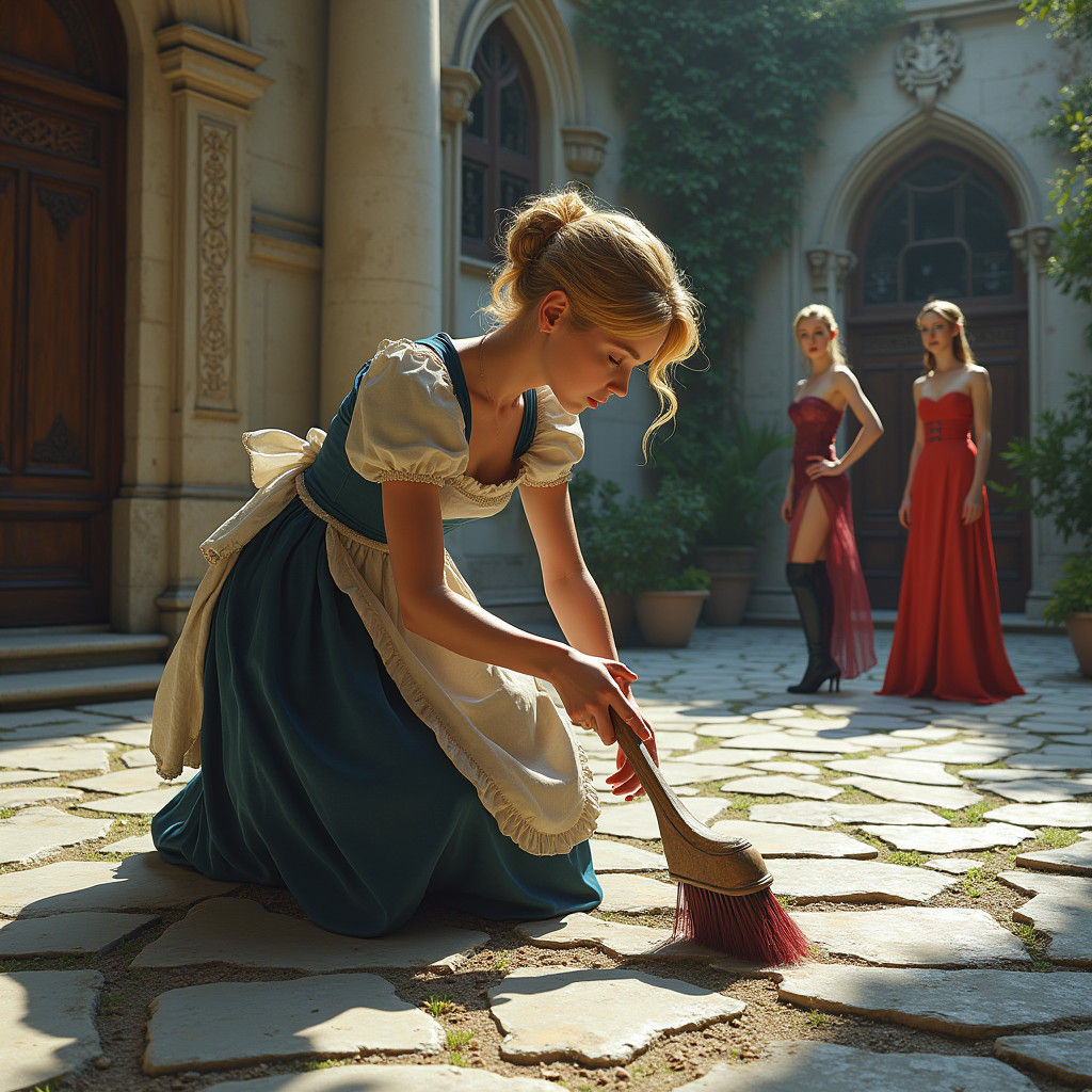 Cinderella Scrubbing Stones: A Matte Painting