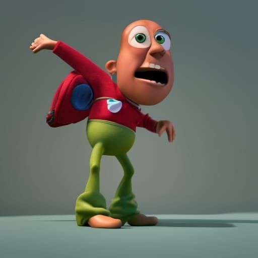 Green Potato Human: 3D Render in Pixar Style