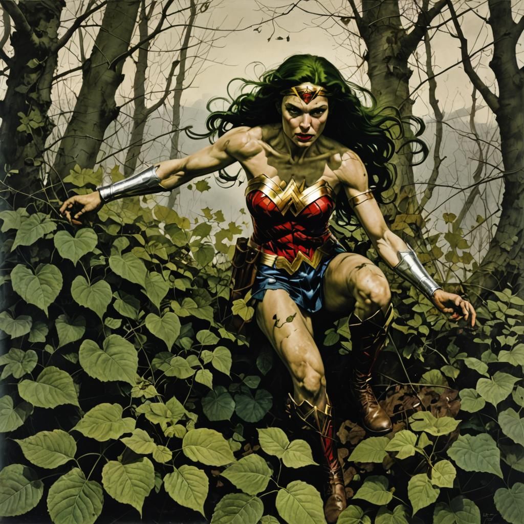 Wonder Woman comes down with a touch of Poison Ivy and a big...