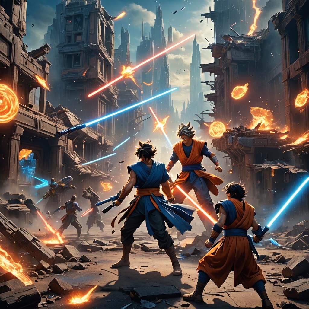 Jedi Knight and Goku Clash in Galactic Battle
