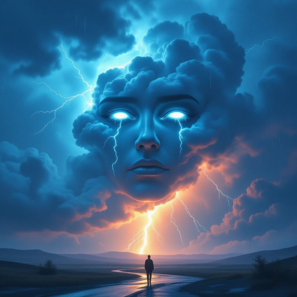 Living Storm Over Surreal Landscape: Hyper-Realistic 8K