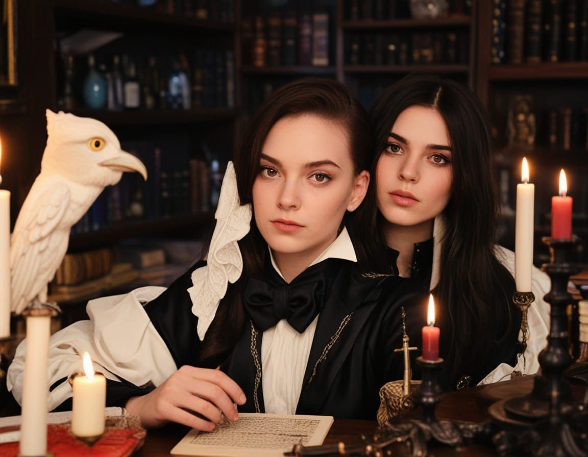 Mystical Study in Cyberpunk Aesthetic