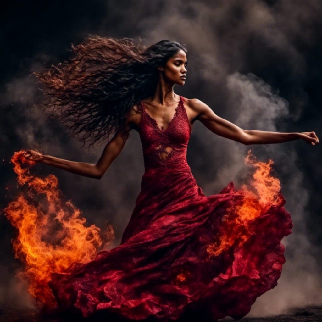 Passionate Fiery Flamenco Dancer in Flames