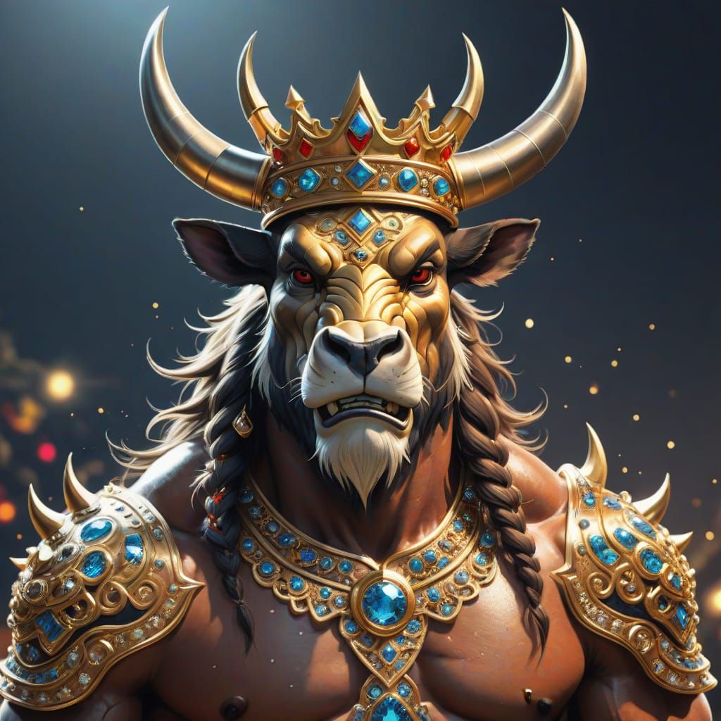 Minotaur King Wearing Sparkly Crown