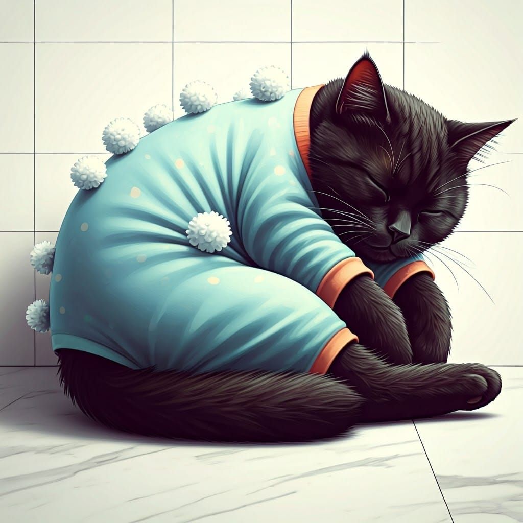 Black Cat in Pajamas, Pop Art Style