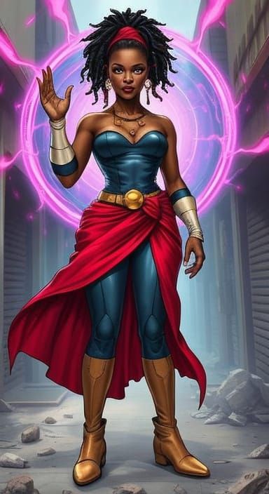 Hub Teleports in Warehouse Alley in Comic Book Style