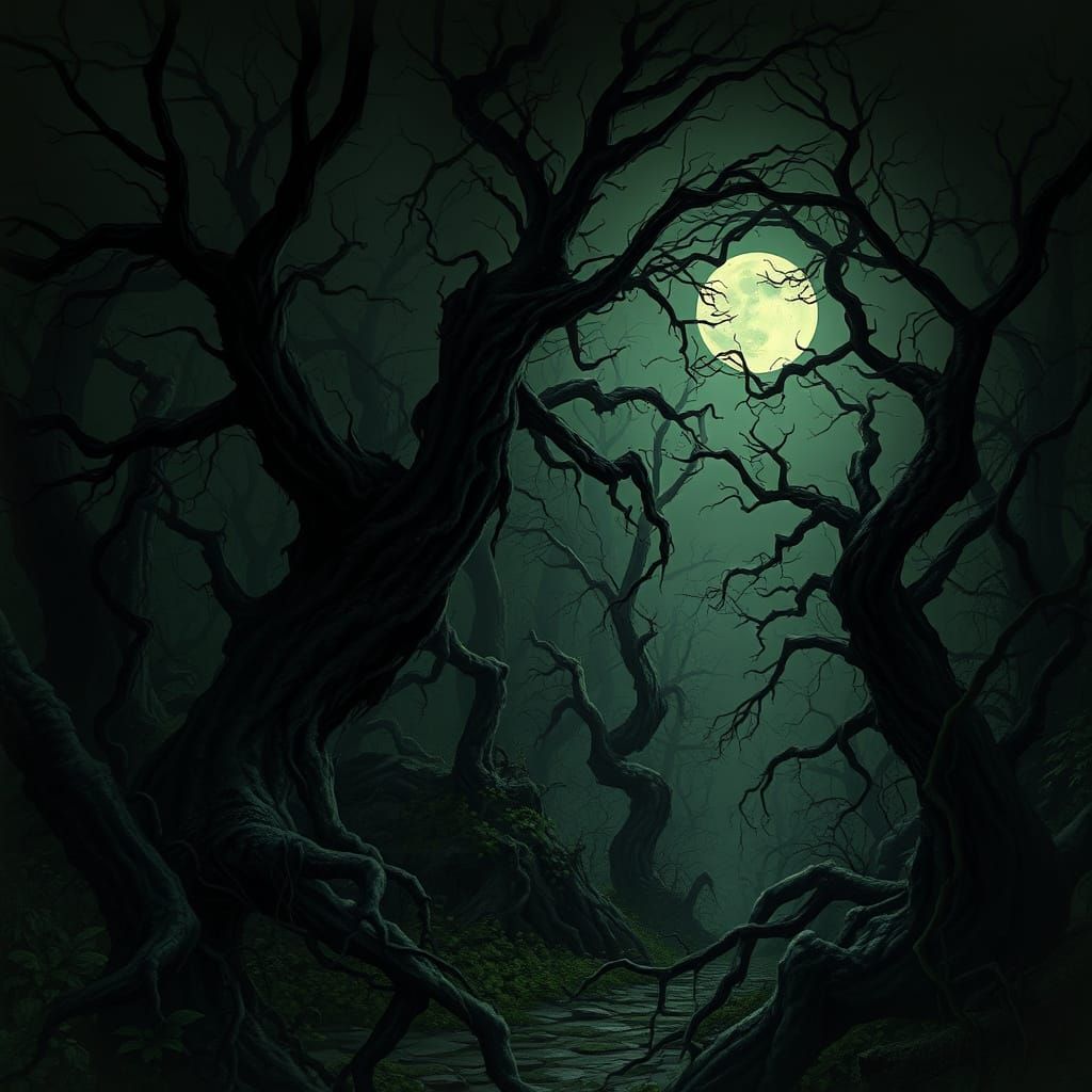 Eerie Overgrown Garden in the Style of Rutkowski