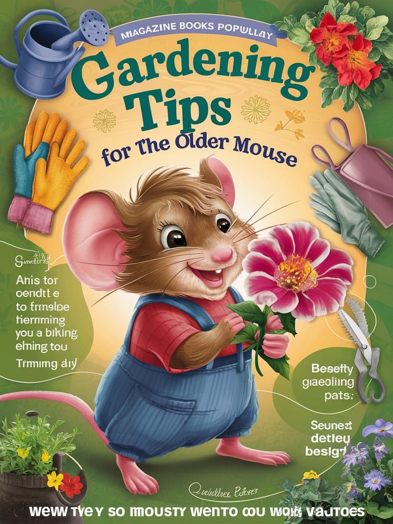 Charming Mouse Magazine Cover: Gardening Tips