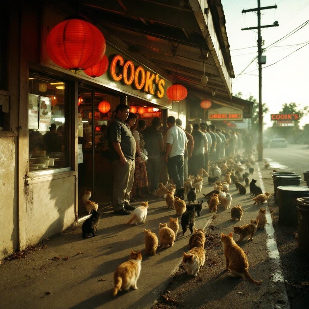 Crowded Chinese Restaurant in Alabama: Cinematic Film Still