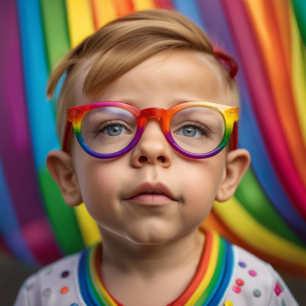 Hipster Toddler at Pride Festival in Hyperrealistic Style