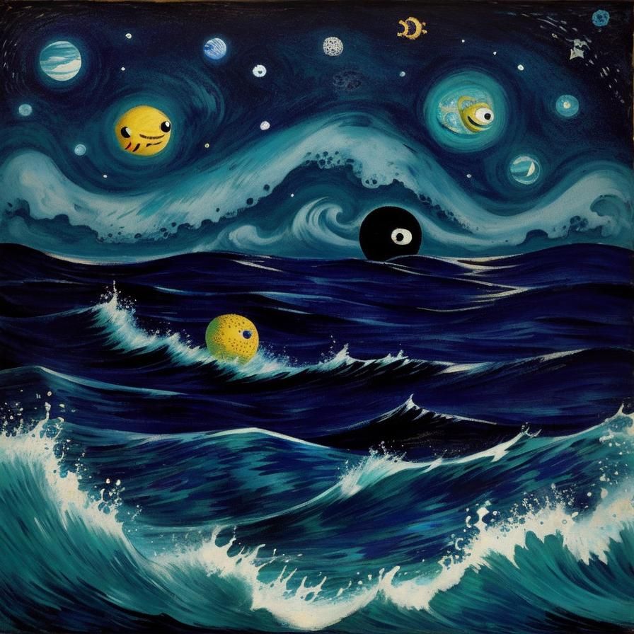 Ocean Universe with Creatures in Surrealist Style