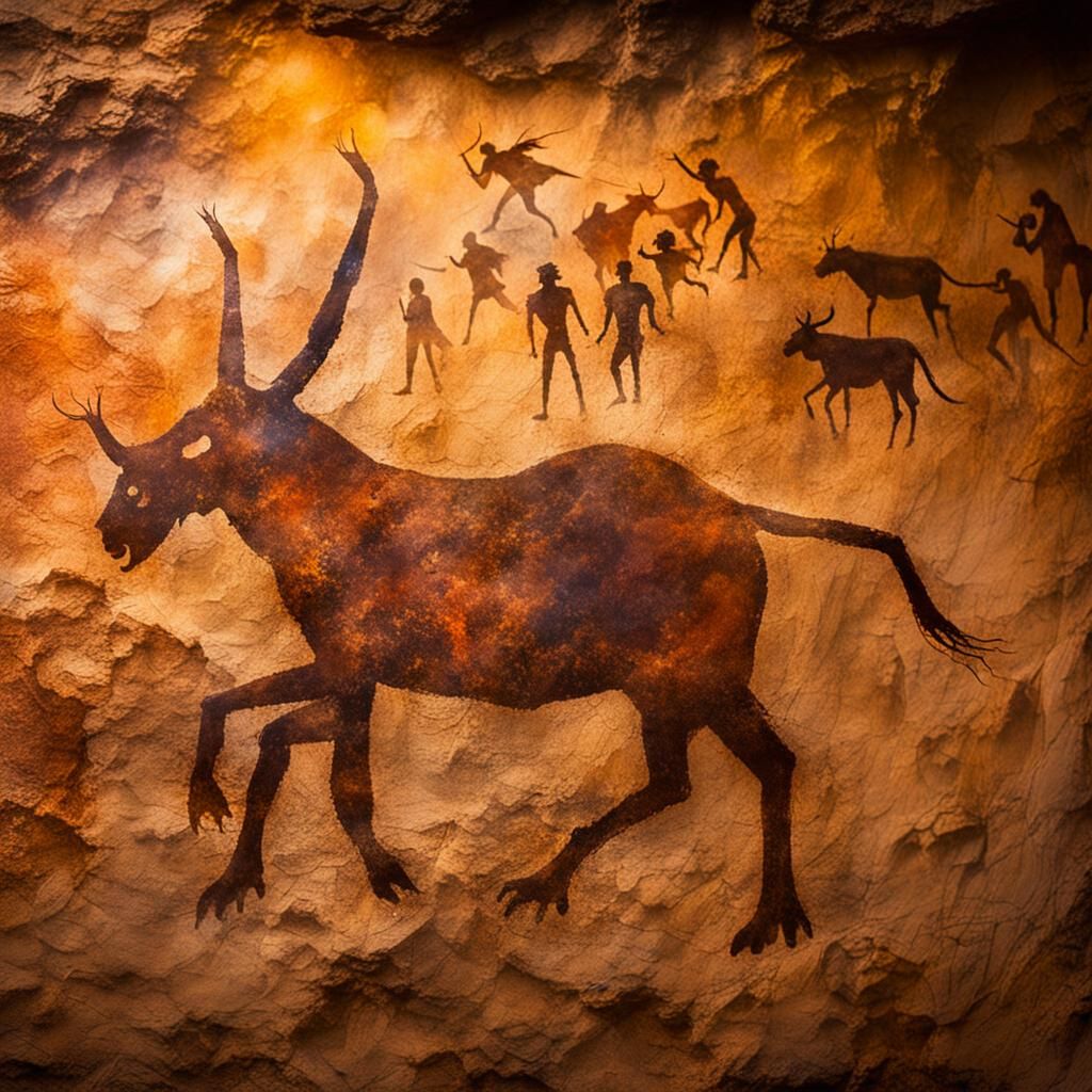 Authentic Cave Painting with Natural Lighting