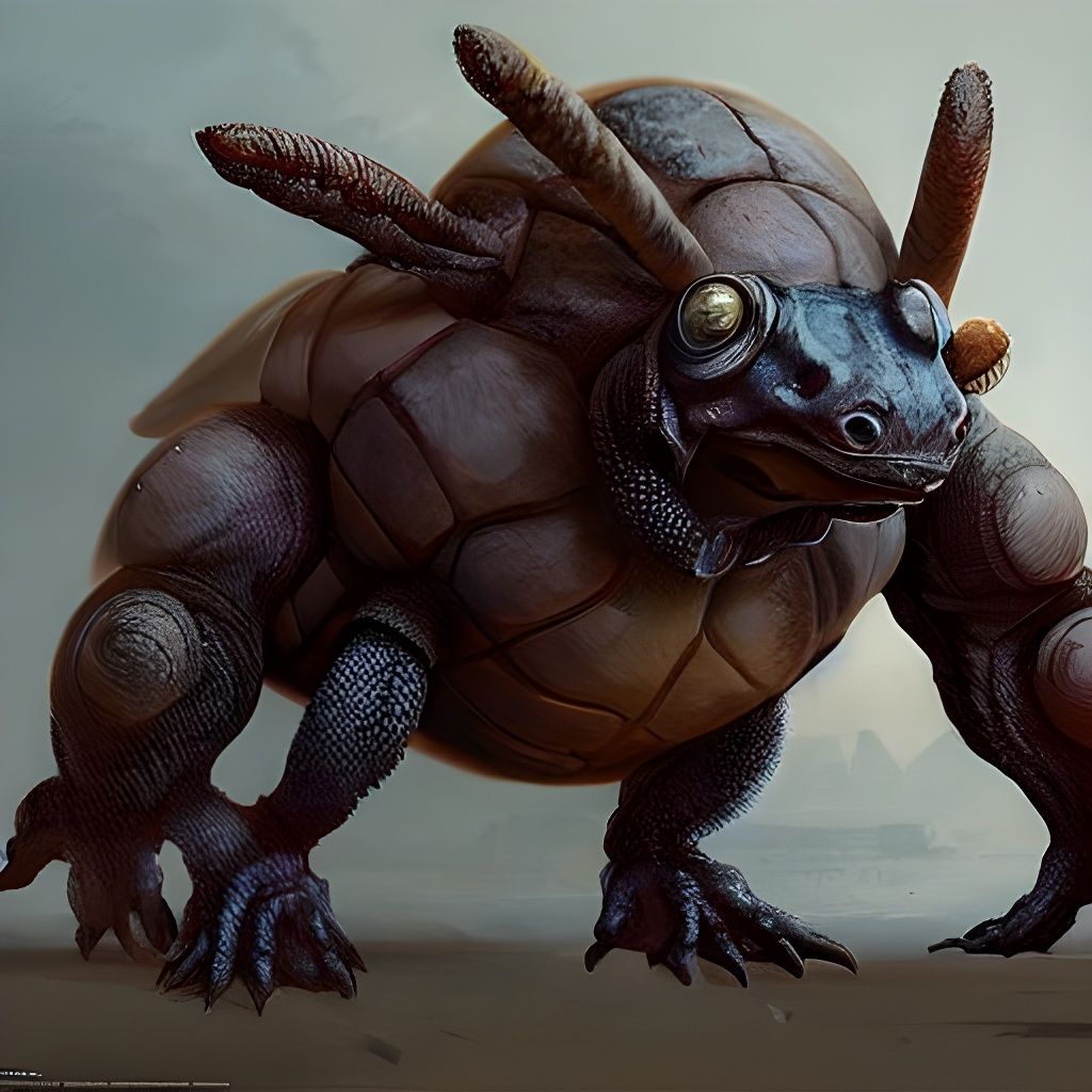 Blastoise Concept Art in Dark Fantasy Style