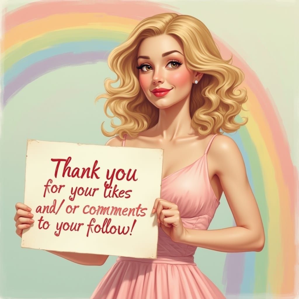 Elegant Woman in Pastel Rainbow Background