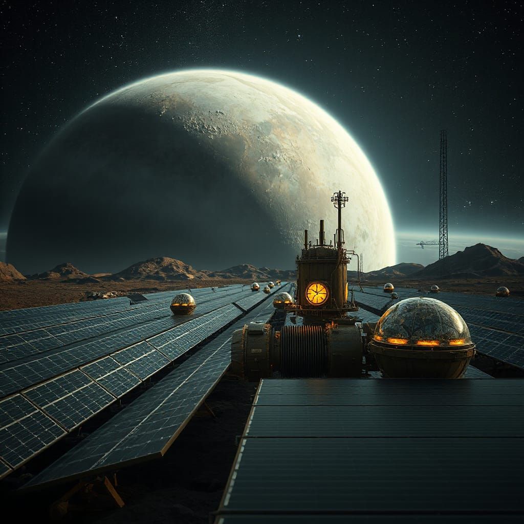 Epic Space Colony with Solar Panels and Gas Giant