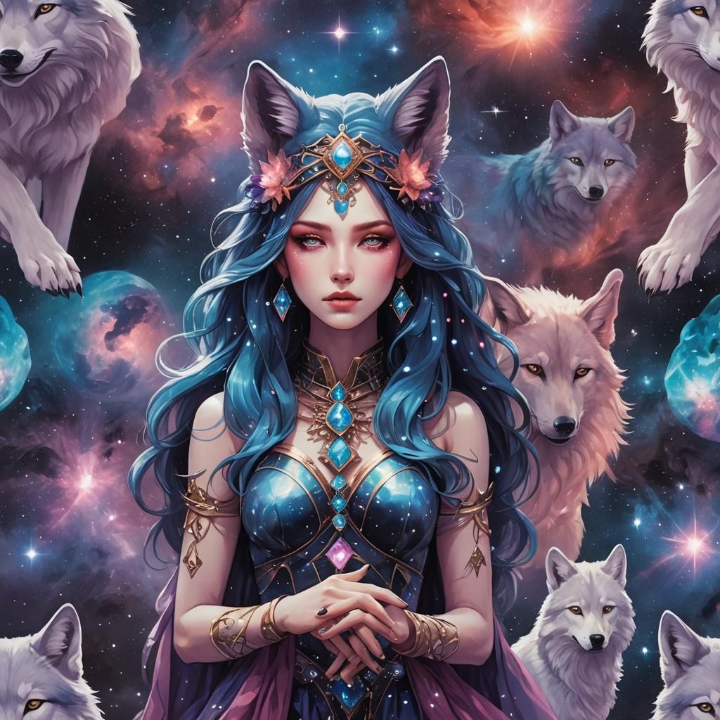 nebula crystal wolf goddess girl