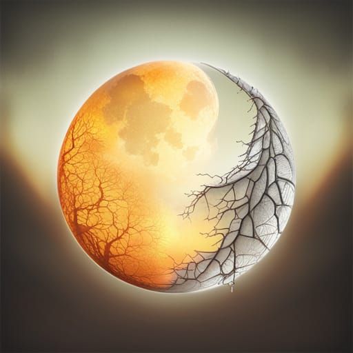 Cracked Glass Moon in Photorealistic CGI Style