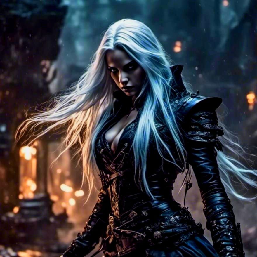 Drow Assassin with Flowing Hair