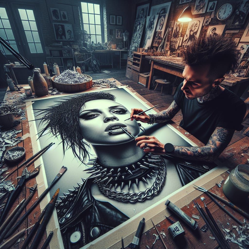 Artist Creates Torn Paper Portrait in Studio